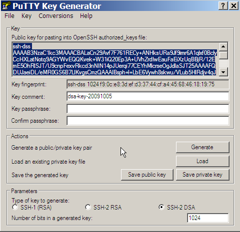 Screenshot of PuttyGen program